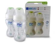 کد 9814, بطری شیرخوری طرح پلی پروپیلن(PP) دهانه عریض (دوعددی) Milksafe 250cc 